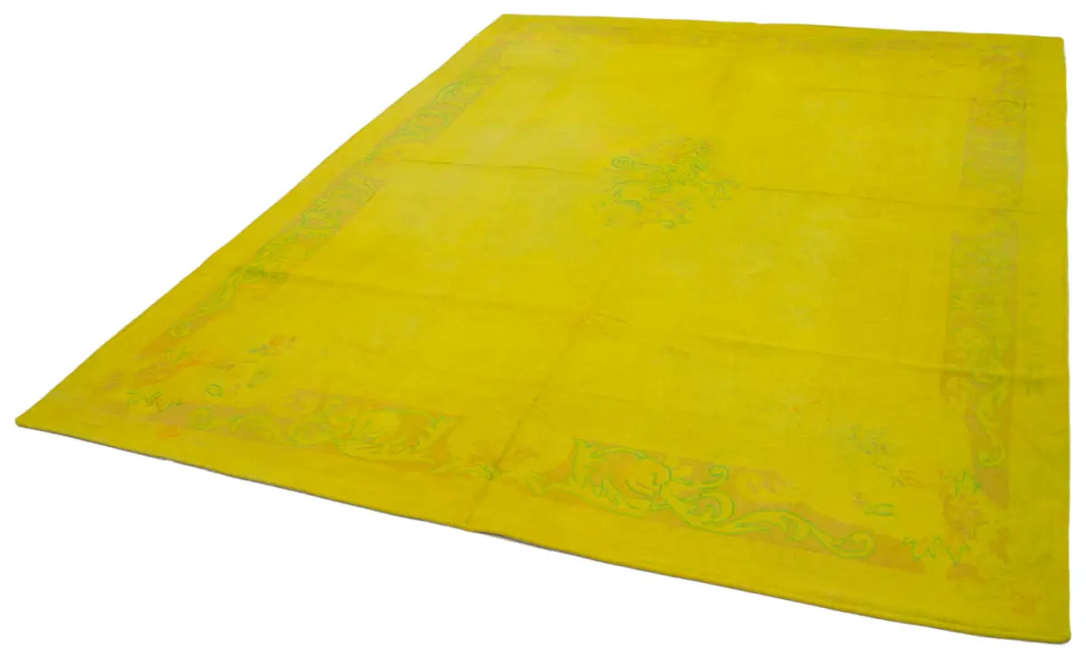 Needlepoint Sarı Pamuk Üzerine Yün El Dokuma Halı-225x281 - Görsel 3