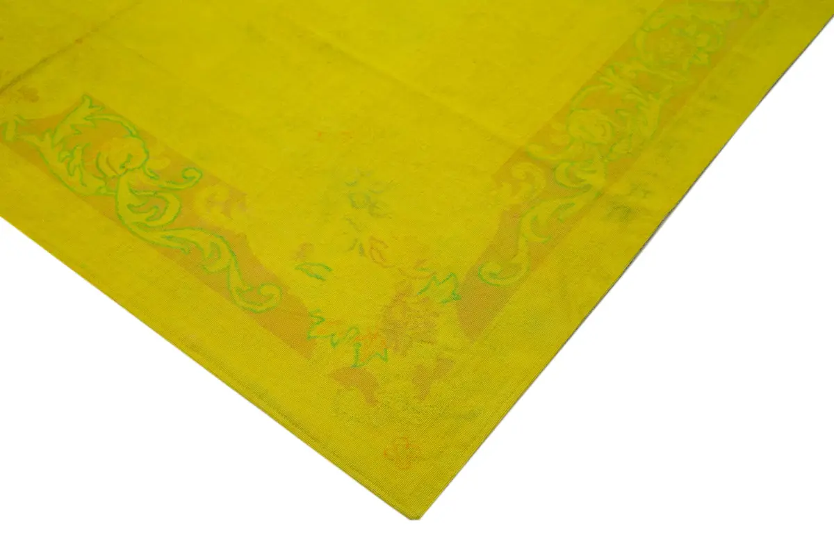 Needlepoint Sarı Pamuk Üzerine Yün El Dokuma Halı-225x281 - Görsel 4