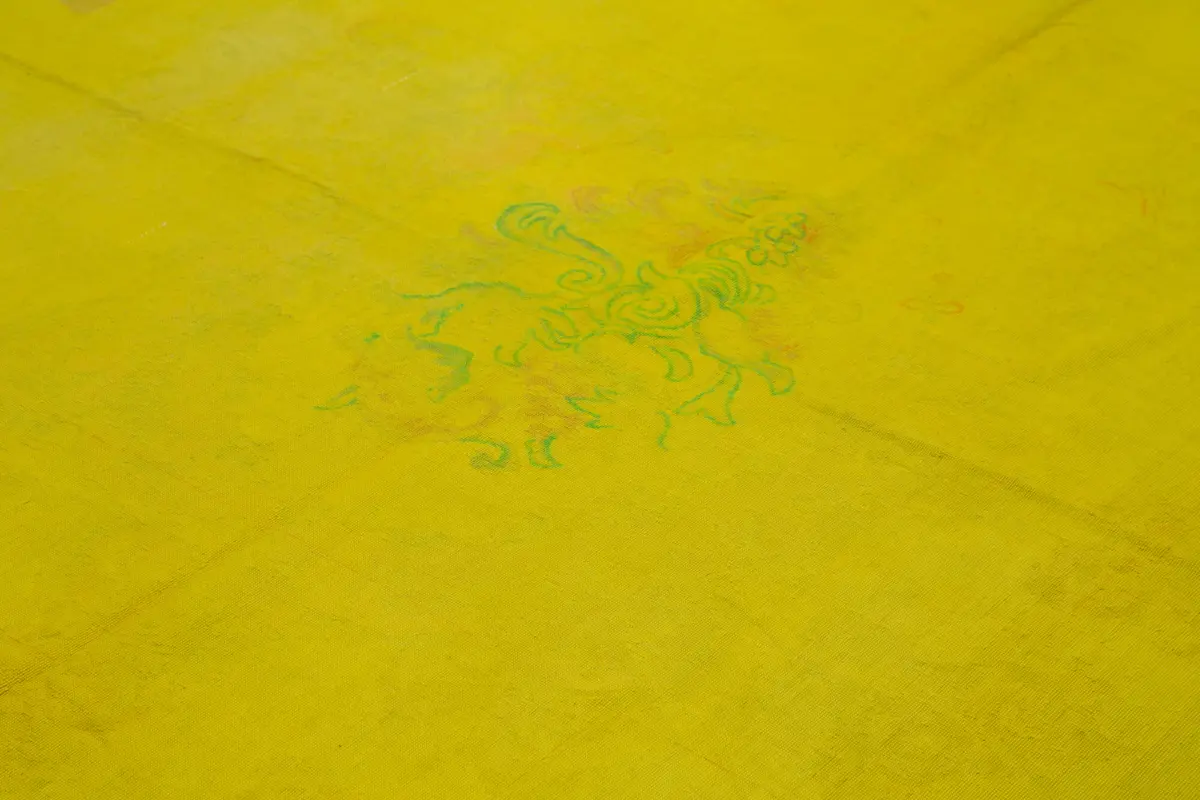 Needlepoint Sarı Pamuk Üzerine Yün El Dokuma Halı-225x281 - Görsel 5