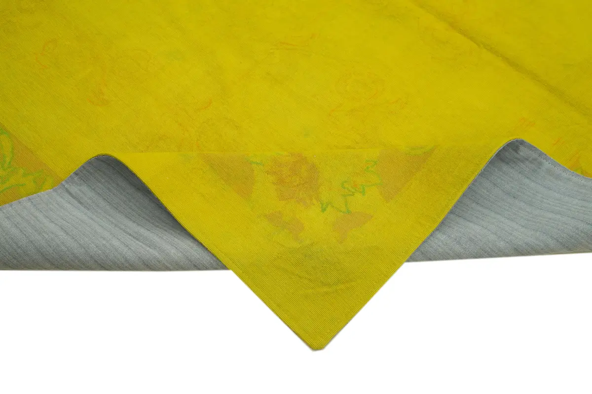 Needlepoint Sarı Pamuk Üzerine Yün El Dokuma Halı-225x281 - Görsel 6