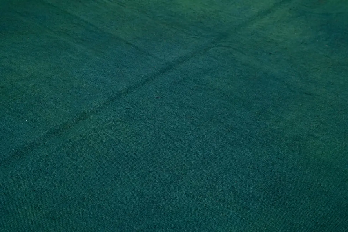 Needlepoint Yeşil Pamuk Üzerine Yün El Dokuma Halı-229x270 - Görsel 5