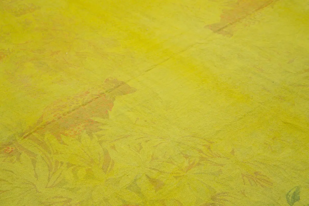 Needlepoint Sarı Pamuk Üzerine Yün El Dokuma Halı-247x260 - Görsel 5