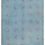 Needlepoint Mavi Pamuk Üzerine Yün El Dokuma Halı-245x335