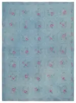 Needlepoint Mavi Pamuk Üzerine Yün El Dokuma Halı-245x335