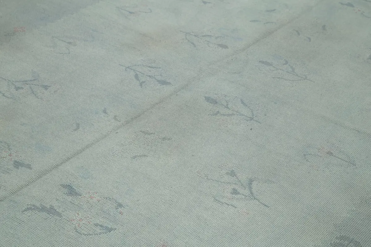 Needlepoint Gri Pamuk Üzerine Yün El Dokuma Halı-223x363 - Görsel 5