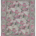 Needlepoint Gri Pamuk Üzerine Yün El Dokuma Halı-258x337