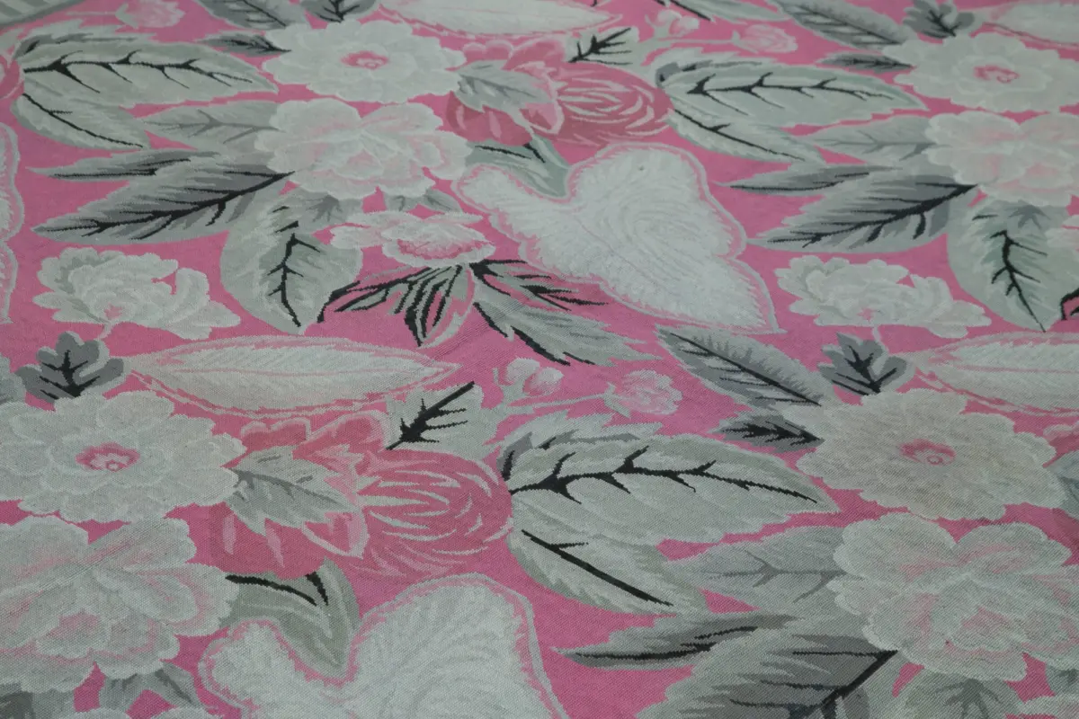 Needlepoint Gri Pamuk Üzerine Yün El Dokuma Halı-258x337 - Görsel 5