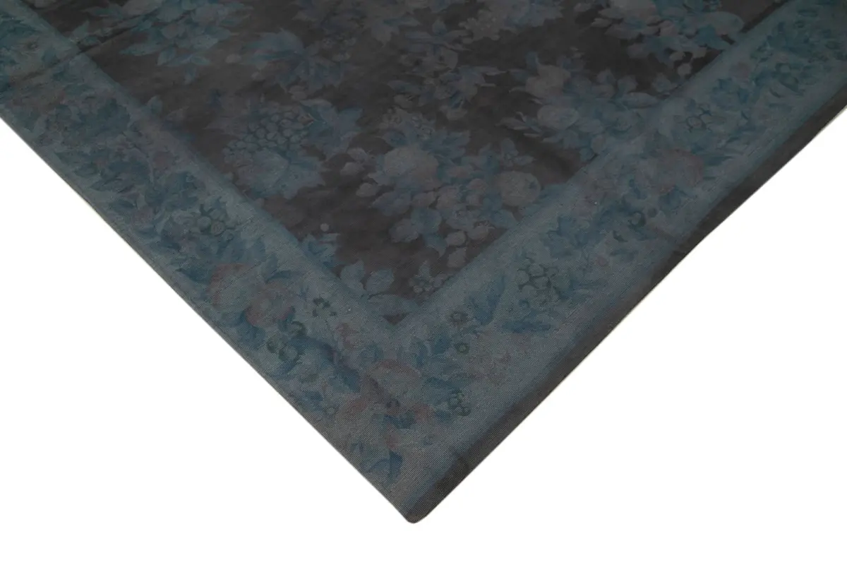 Needlepoint Gri Pamuk Üzerine Yün El Dokuma Halı-255x337 - Görsel 4