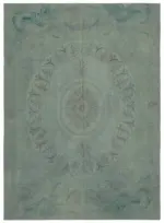 Needlepoint Gri Pamuk Üzerine Yün El Dokuma Halı-249x340