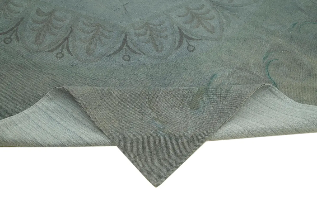 Needlepoint Gri Pamuk Üzerine Yün El Dokuma Halı-249x340 - Görsel 6