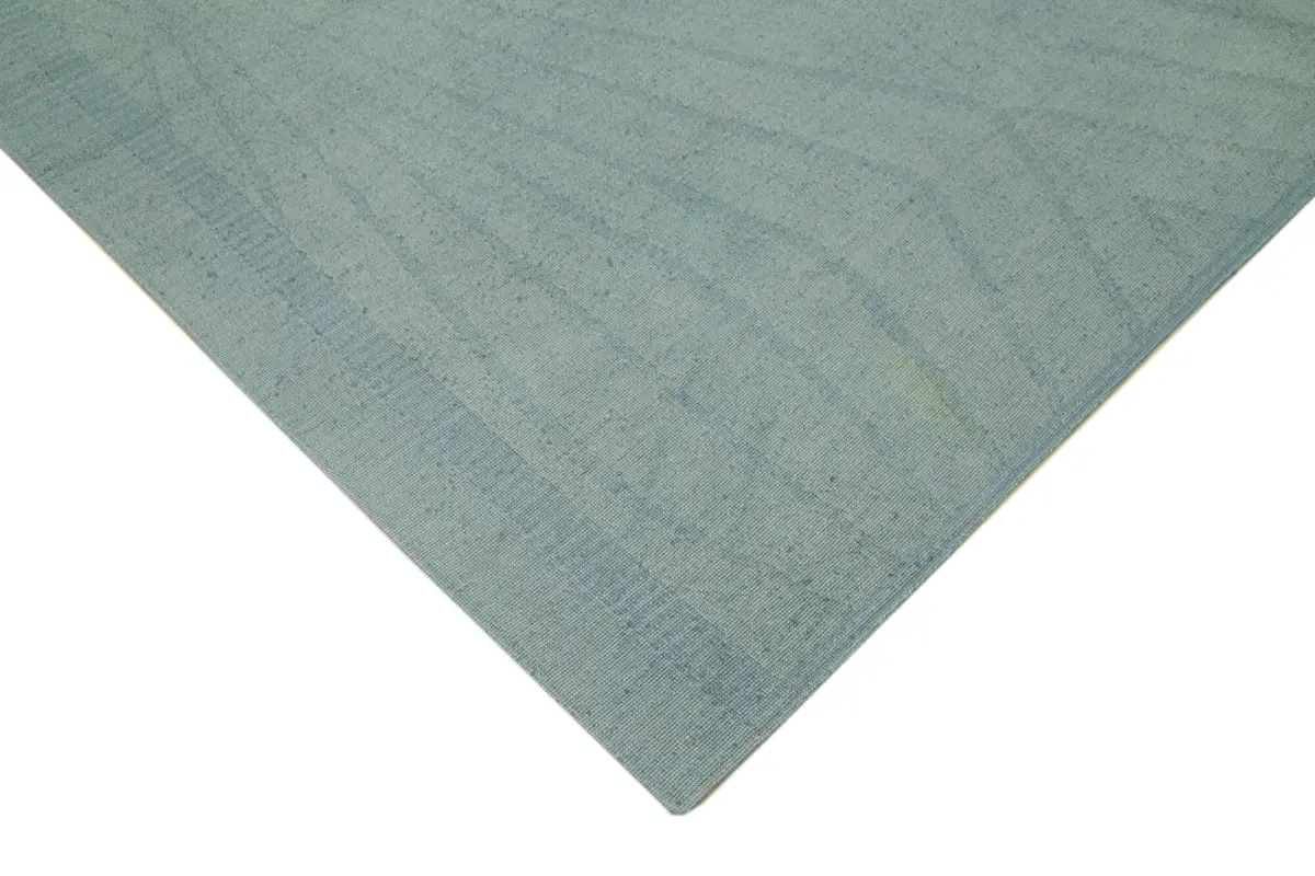 Needlepoint Mavi Pamuk Üzerine Yün El Dokuma Halı-245x356 - Görsel 4