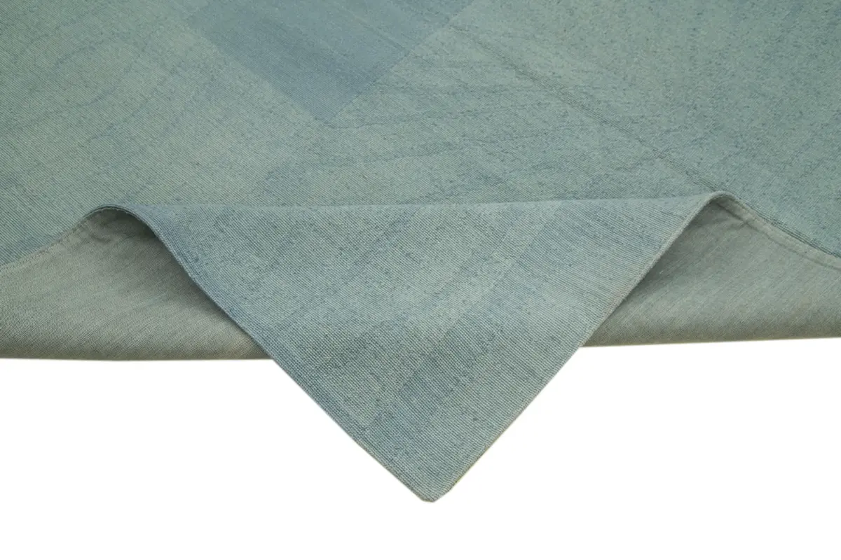 Needlepoint Mavi Pamuk Üzerine Yün El Dokuma Halı-245x356 - Görsel 6