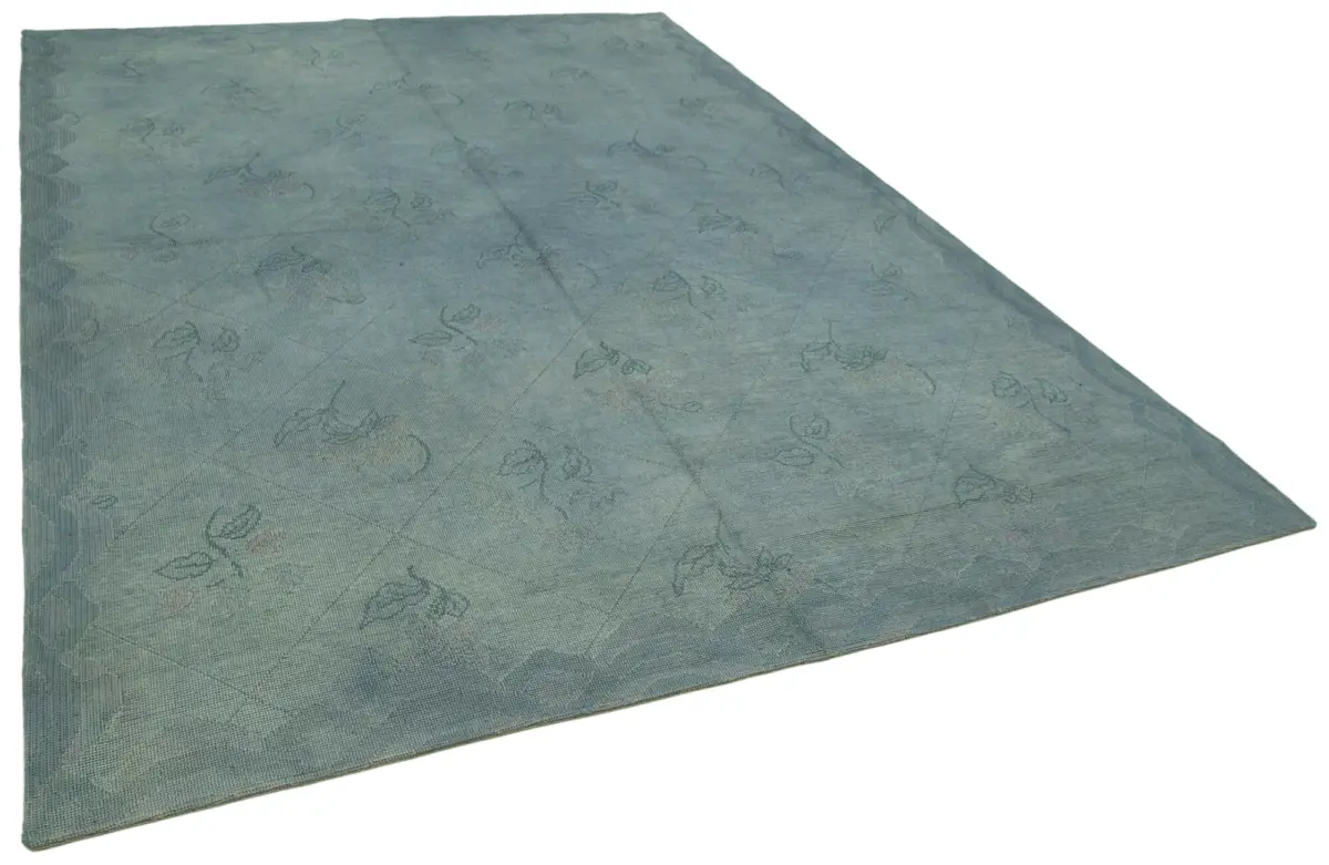 Needlepoint Gri Pamuk Üzerine Yün El Dokuma Halı-248x349 - Görsel 2