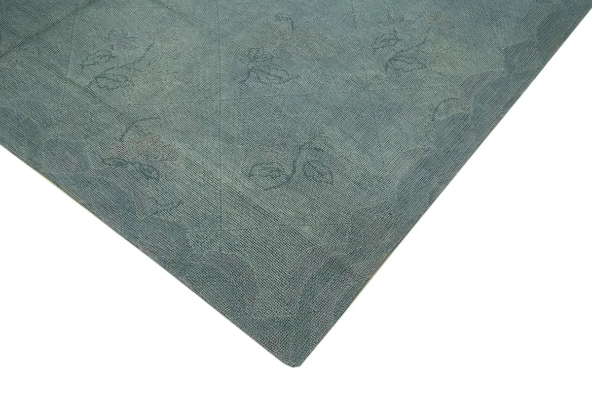 Needlepoint Gri Pamuk Üzerine Yün El Dokuma Halı-248x349 - Görsel 4