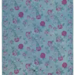 Needlepoint Mavi Pamuk Üzerine Yün El Dokuma Halı-250x338