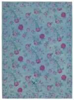 Needlepoint Mavi Pamuk Üzerine Yün El Dokuma Halı-250x338