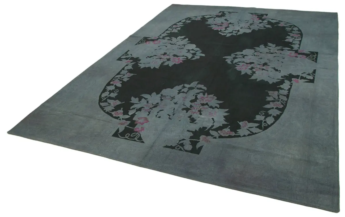 Needlepoint Gri Pamuk Üzerine Yün El Dokuma Halı-230x324 - Görsel 3