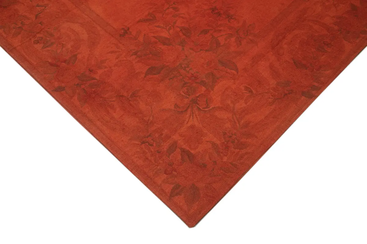 Needlepoint Turuncu Pamuk Üzerine Yün El Dokuma Halı-230x334 - Görsel 4