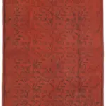 Needlepoint Turuncu Pamuk Üzerine Yün El Dokuma Halı-249x343