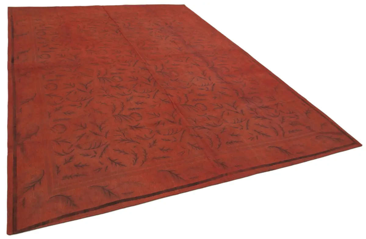 Needlepoint Turuncu Pamuk Üzerine Yün El Dokuma Halı-249x343 - Görsel 2