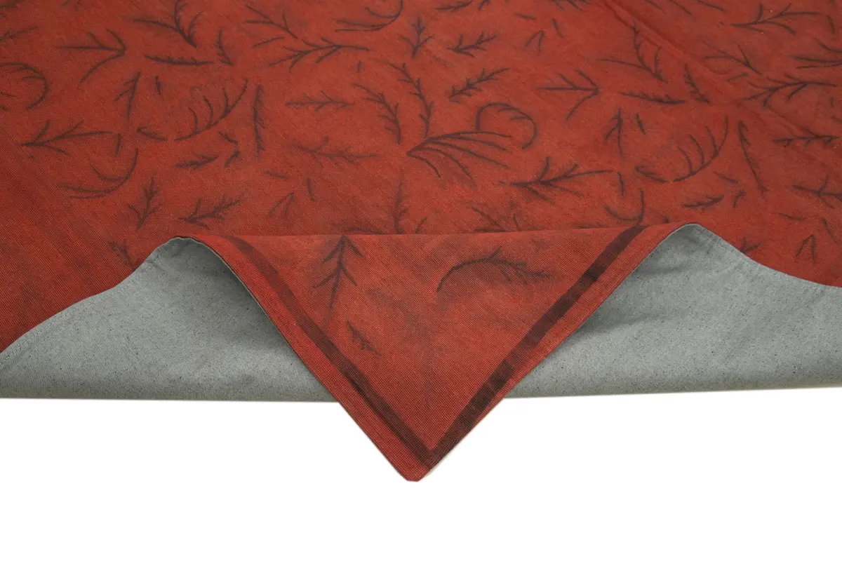 Needlepoint Turuncu Pamuk Üzerine Yün El Dokuma Halı-249x343 - Görsel 6