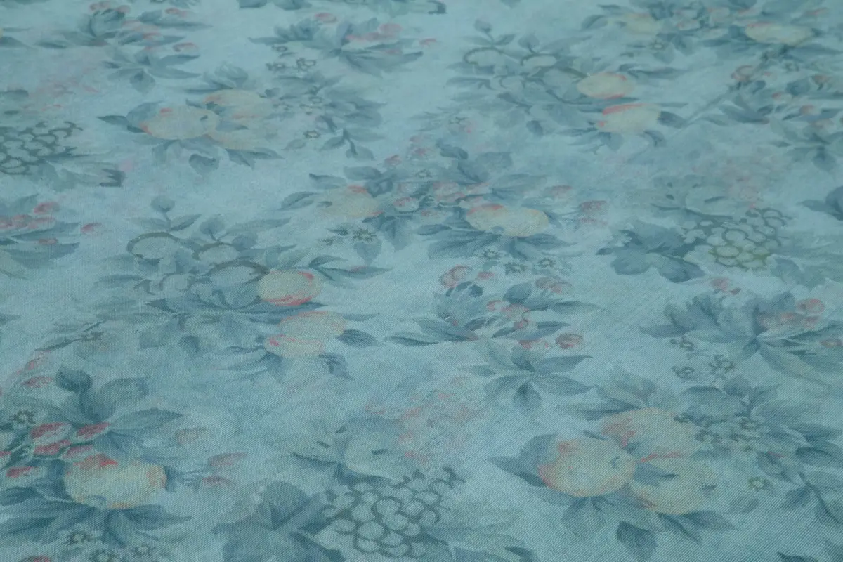 Needlepoint Mavi Pamuk Üzerine Yün El Dokuma Halı-253x337 - Görsel 5