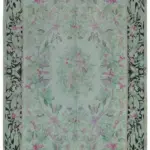 Needlepoint Gri Pamuk Üzerine Yün El Dokuma Halı-237x344