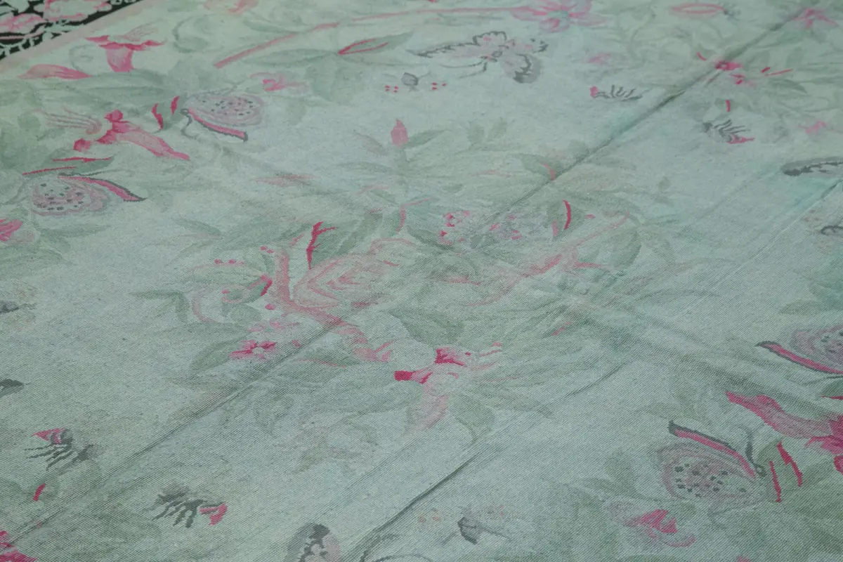 Needlepoint Gri Pamuk Üzerine Yün El Dokuma Halı-237x344 - Görsel 5