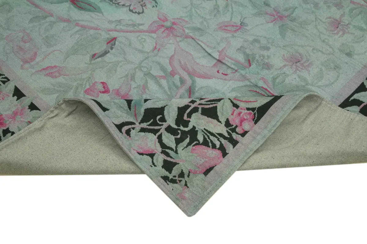 Needlepoint Gri Pamuk Üzerine Yün El Dokuma Halı-237x344 - Görsel 6