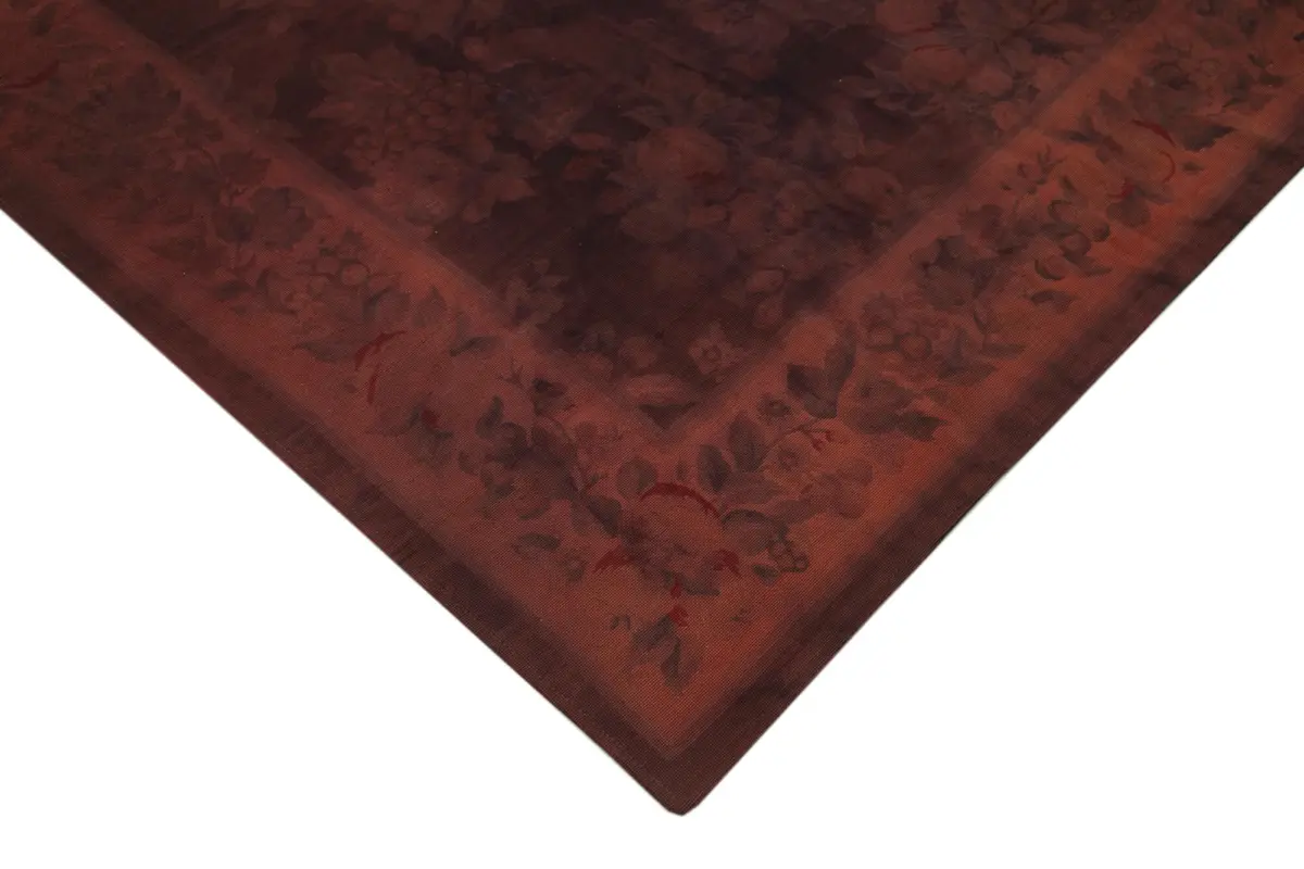 Needlepoint Kahverengi Pamuk Üzerine Yün El Dokuma Halı-249x343 - Görsel 4