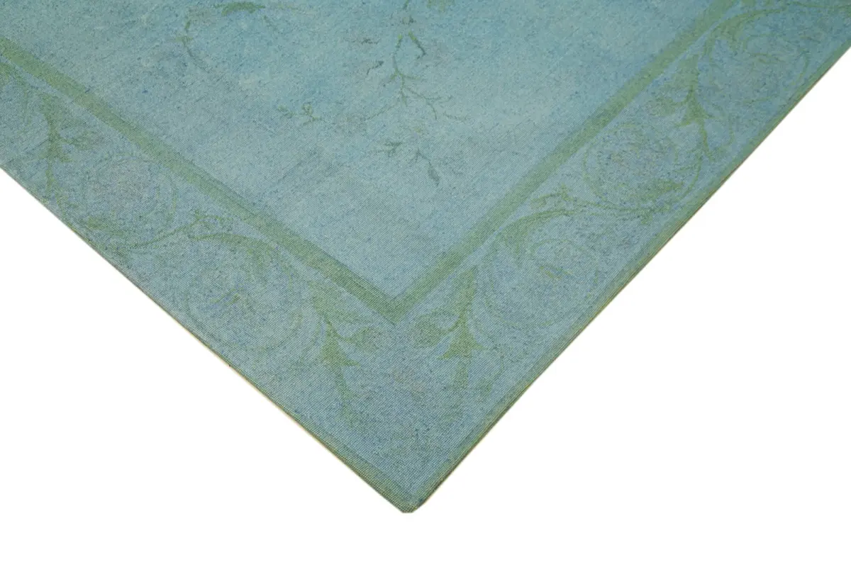 Needlepoint Mavi Pamuk Üzerine Yün El Dokuma Halı-237x312 - Görsel 3