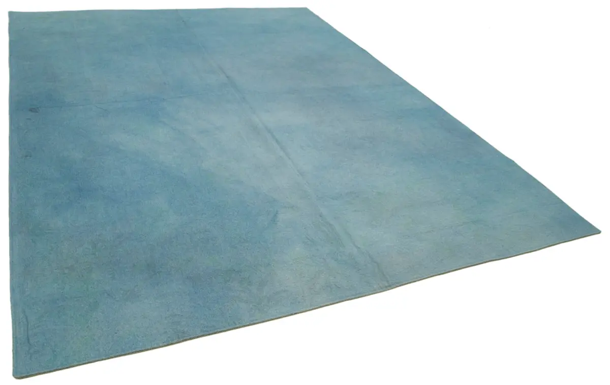 Needlepoint Mavi Pamuk Üzerine Yün El Dokuma Halı-251x340 - Görsel 2