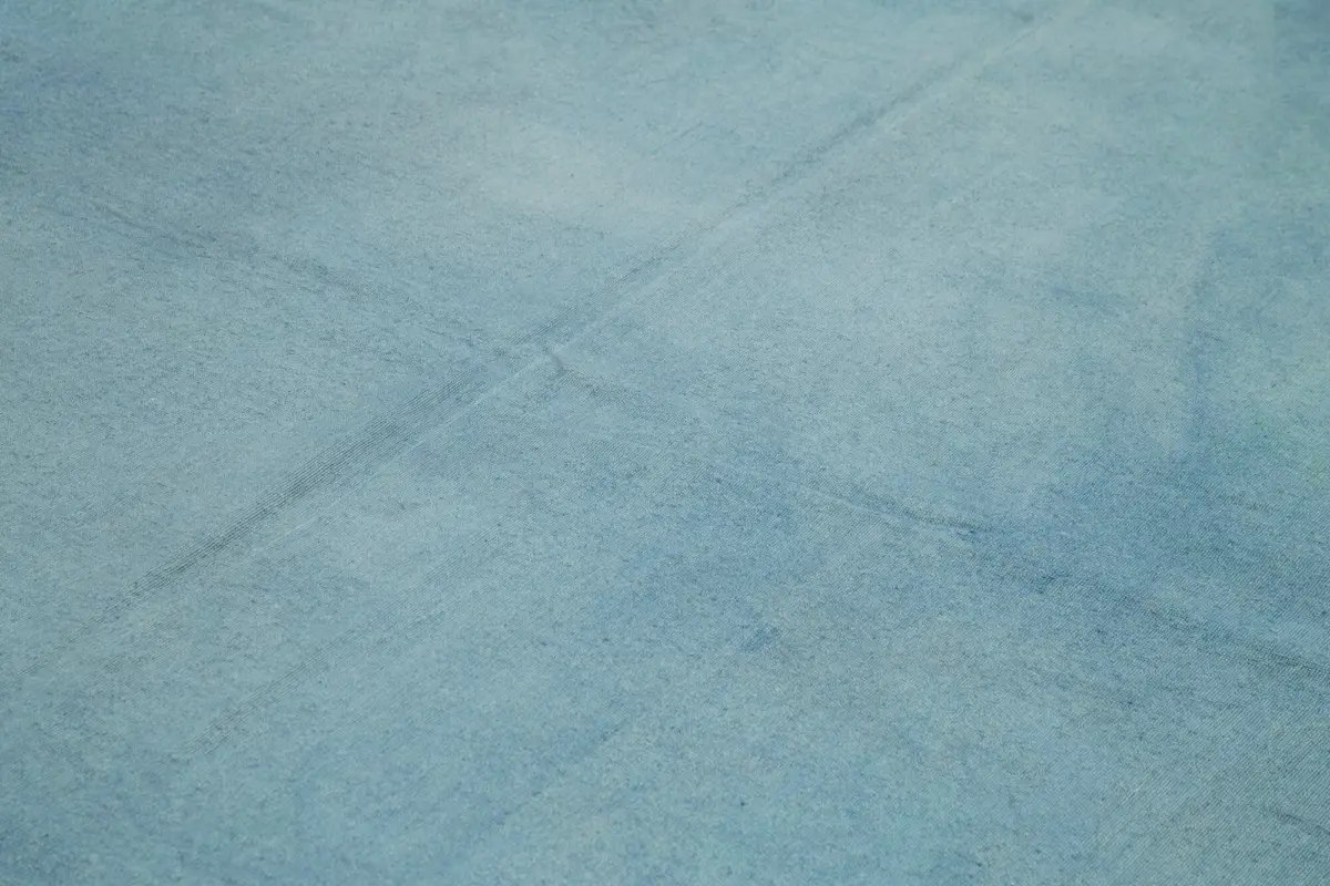 Needlepoint Mavi Pamuk Üzerine Yün El Dokuma Halı-251x340 - Görsel 5