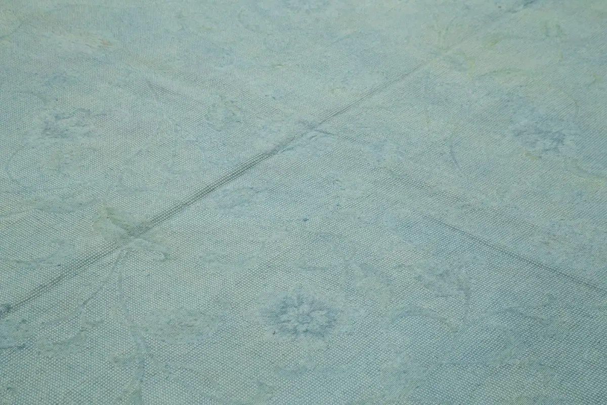 Needlepoint Mavi Pamuk Üzerine Yün El Dokuma Halı-247x342 - Görsel 5