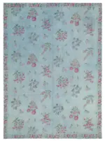 Needlepoint Mavi Pamuk Üzerine Yün El Dokuma Halı-250x340