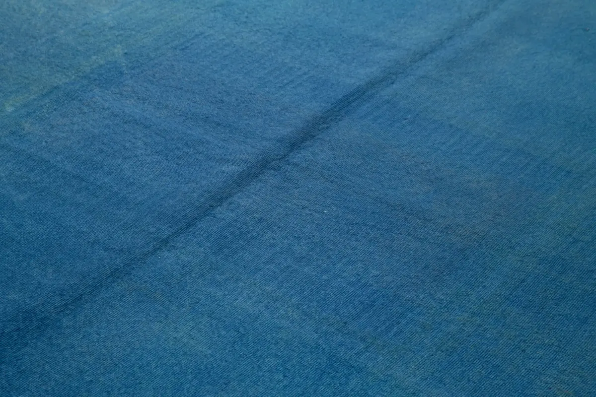 Needlepoint Mavi Pamuk Üzerine Yün El Dokuma Halı-242x333 - Görsel 5