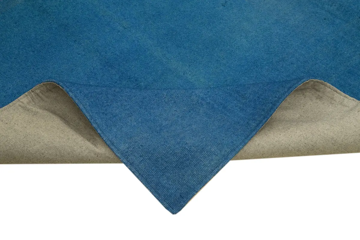 Needlepoint Mavi Pamuk Üzerine Yün El Dokuma Halı-242x333 - Görsel 6