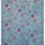 Needlepoint Mavi Pamuk Üzerine Yün El Dokuma Halı-250x345