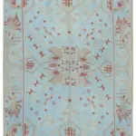 Needlepoint Mavi Pamuk Üzerine Yün El Dokuma Halı-238x335