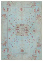 Needlepoint Mavi Pamuk Üzerine Yün El Dokuma Halı-238x335