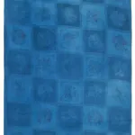 Needlepoint Mavi Pamuk Üzerine Yün El Dokuma Halı-235x337