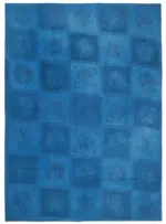 Needlepoint Mavi Pamuk Üzerine Yün El Dokuma Halı-235x337