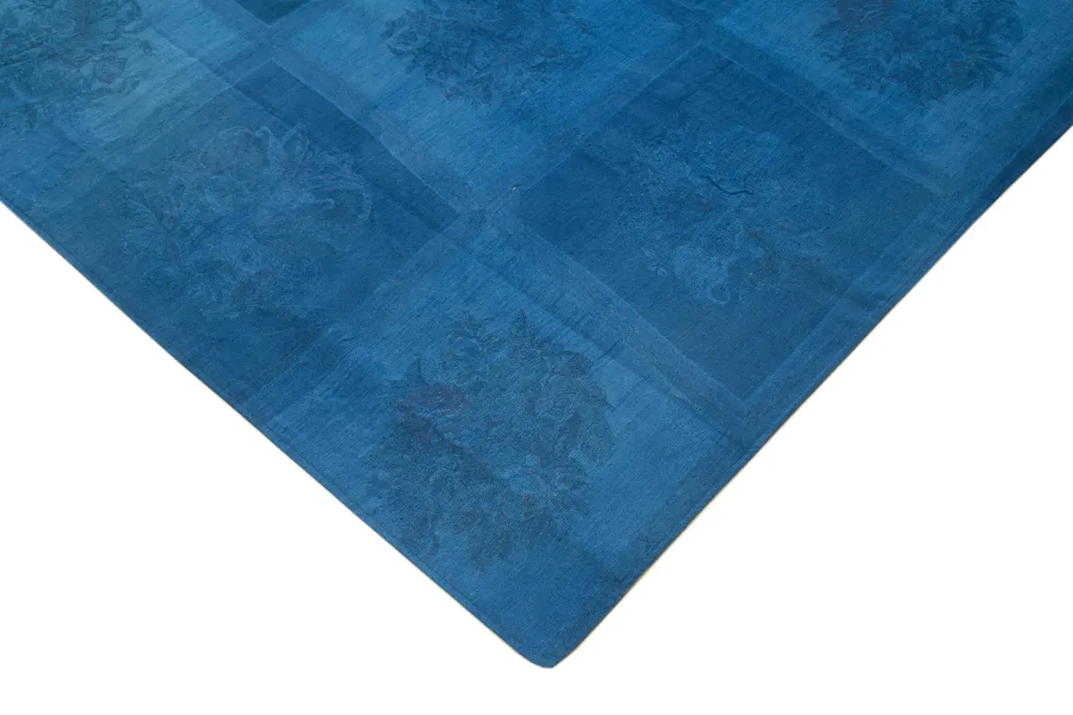 Needlepoint Mavi Pamuk Üzerine Yün El Dokuma Halı-235x337 - Görsel 4