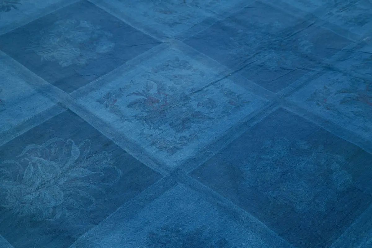 Needlepoint Mavi Pamuk Üzerine Yün El Dokuma Halı-235x337 - Görsel 5