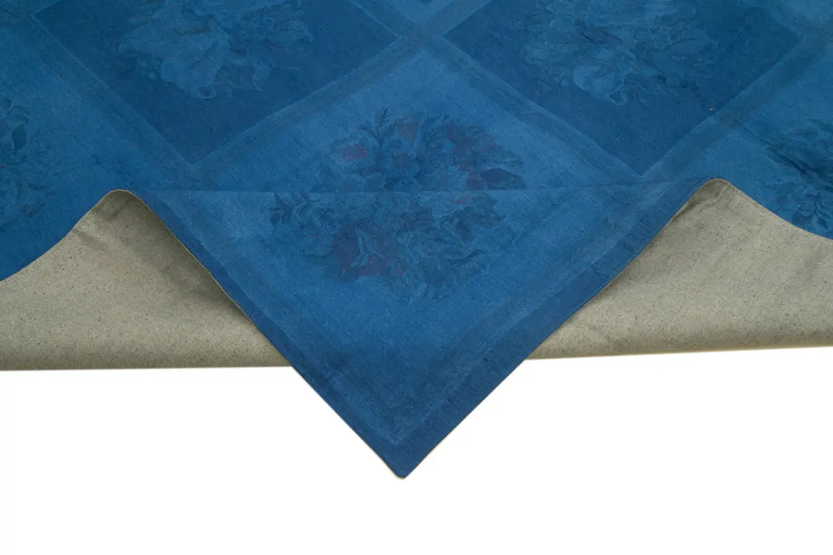 Needlepoint Mavi Pamuk Üzerine Yün El Dokuma Halı-235x337 - Görsel 6