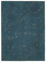 Needlepoint Mavi Pamuk Üzerine Yün El Dokuma Halı-253x344