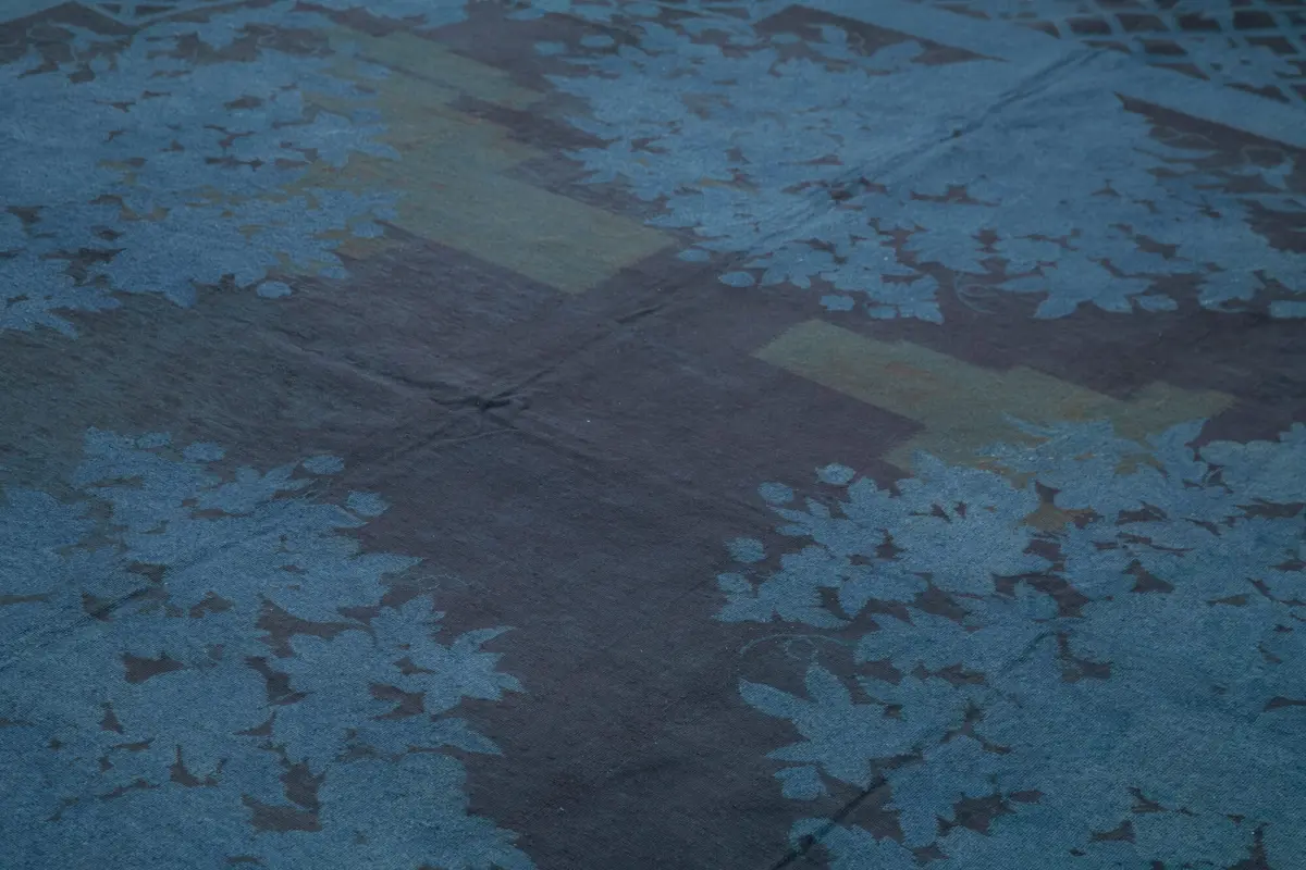 Needlepoint Mavi Pamuk Üzerine Yün El Dokuma Halı-283x374 - Görsel 5