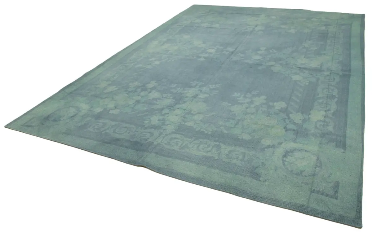 Needlepoint Mavi Pamuk Üzerine Yün El Dokuma Halı-280x398 - Görsel 3