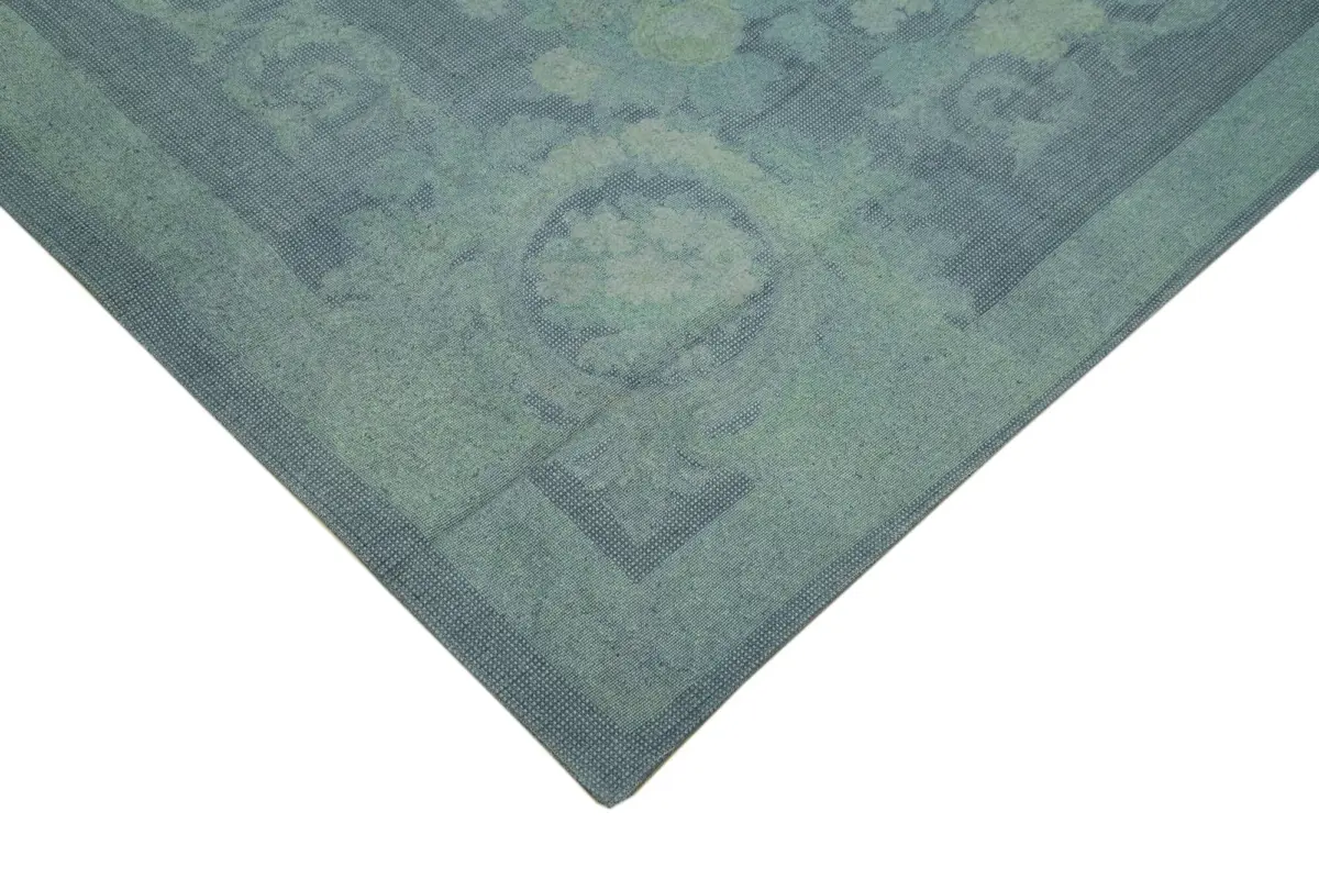 Needlepoint Mavi Pamuk Üzerine Yün El Dokuma Halı-280x398 - Görsel 4