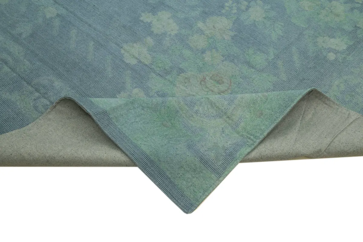 Needlepoint Mavi Pamuk Üzerine Yün El Dokuma Halı-280x398 - Görsel 6